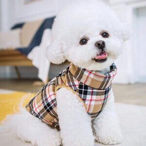 New Plaid Quilted Dog Coat with Back Zipper S, M, L